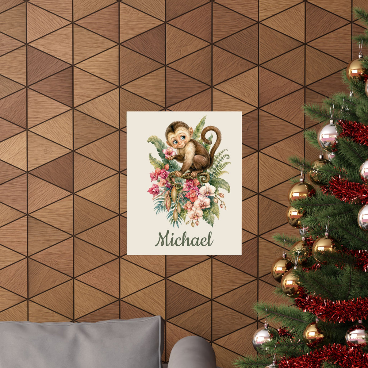 Personalized Monkey Nursery Poster