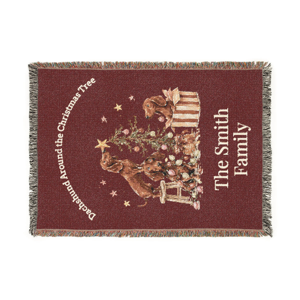 Personalized Dachshund Christmas Family Blanket