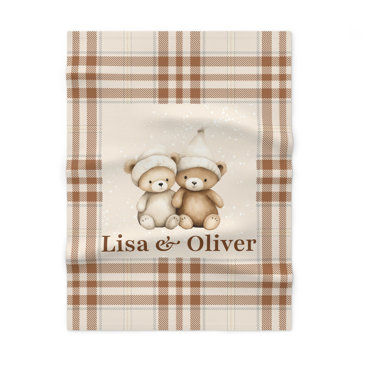 Personalized Twin Teddy Bear Baby Blanket