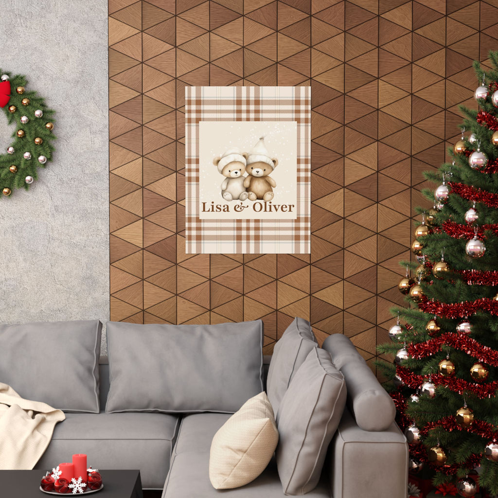Personalized Twin Teddy Bear Nursery Poster