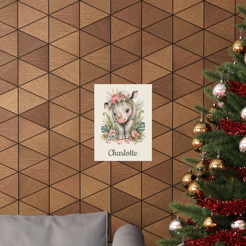 Personalized Rhino Nursery Poster