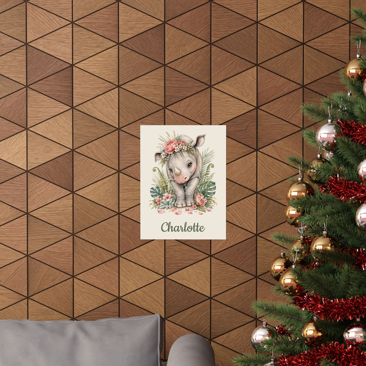 Personalized Rhino Nursery Poster