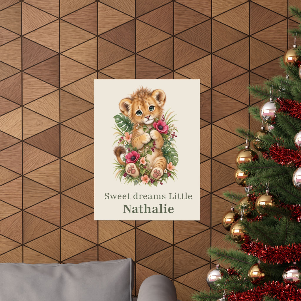 Personalized Sweet Dreams Lion Nursery Poster
