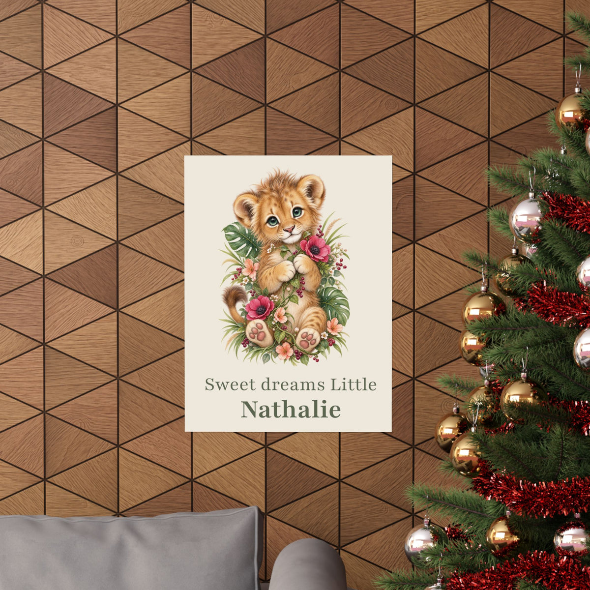 Personalized Sweet Dreams Lion Nursery Poster