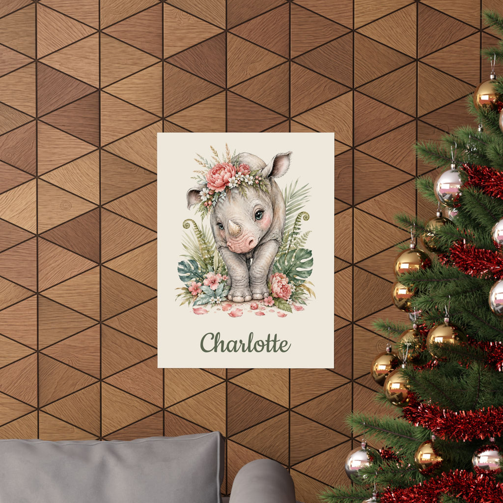 Personalized Rhino Nursery Poster