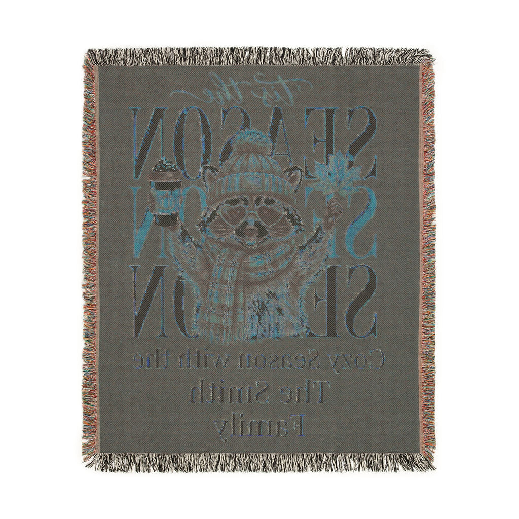 Personalized 'Tis the Season Raccoon Family Blanket