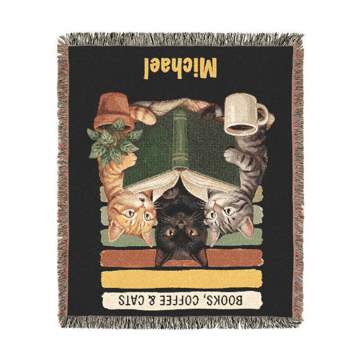 Personalized Books, Coffee & Cats Blanket