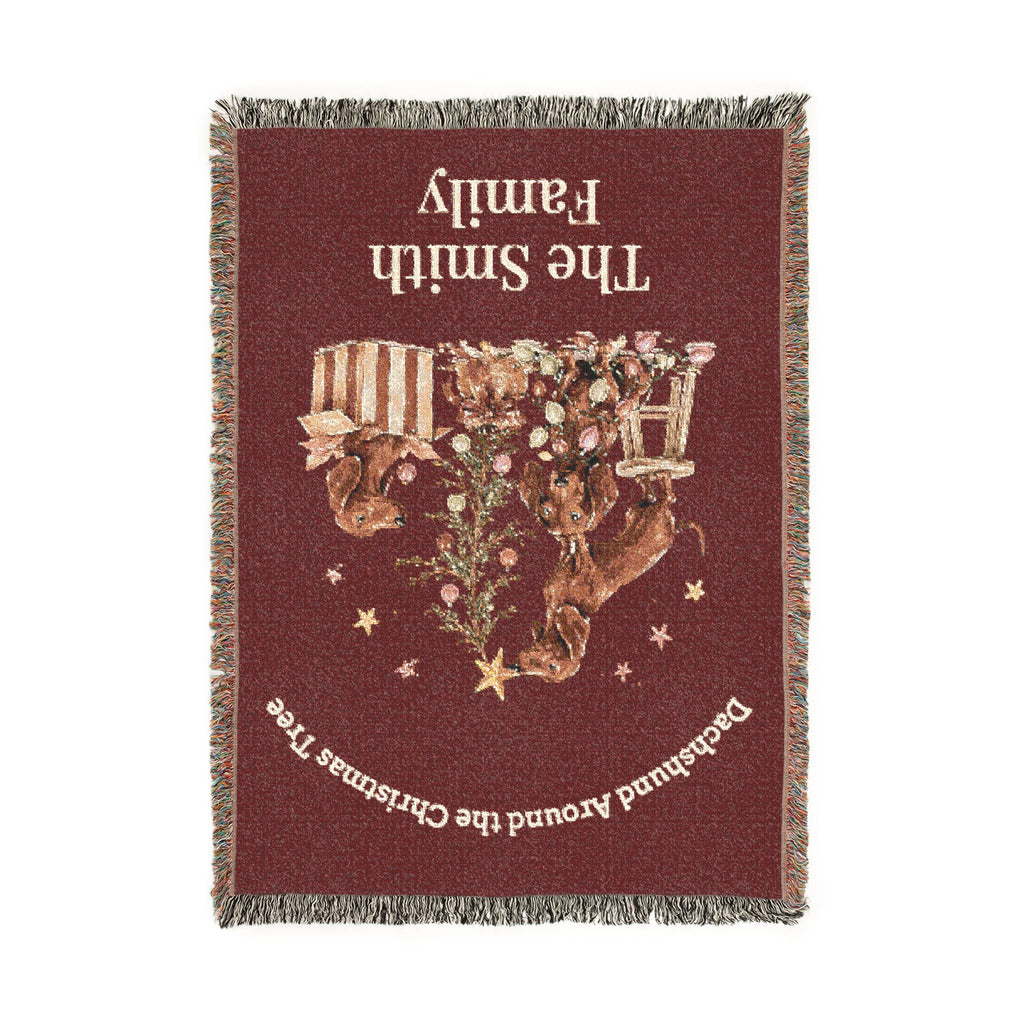 Personalized Dachshund Christmas Family Blanket