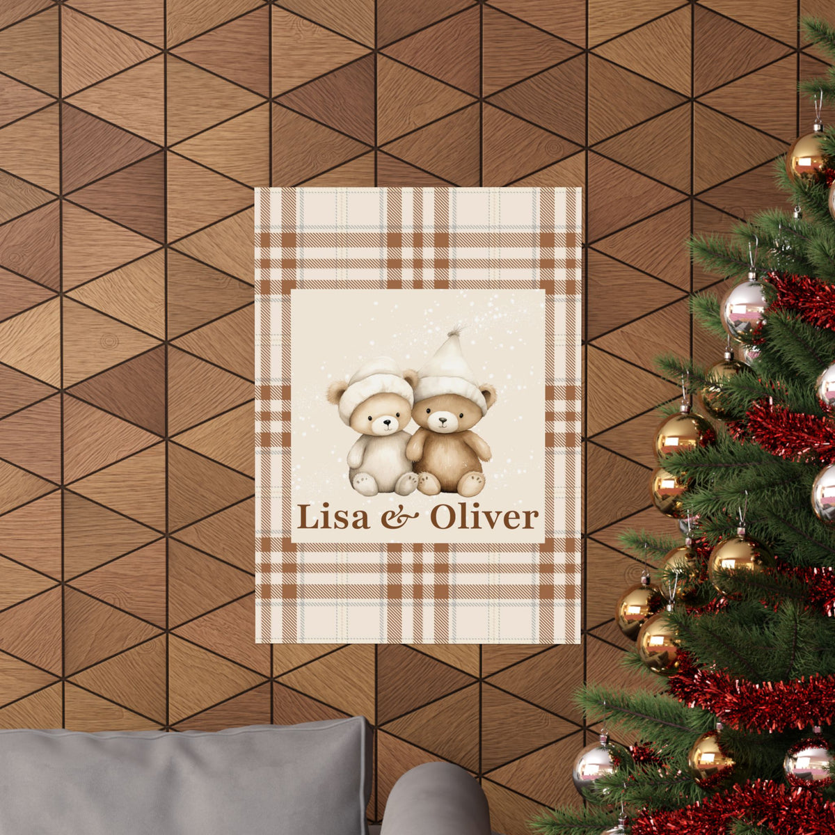 Personalized Twin Teddy Bear Nursery Poster