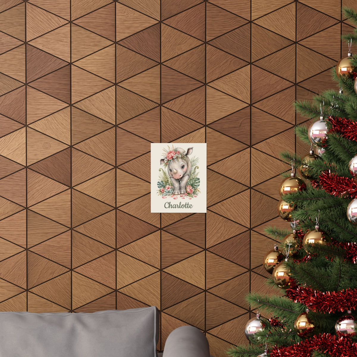 Personalized Rhino Nursery Poster