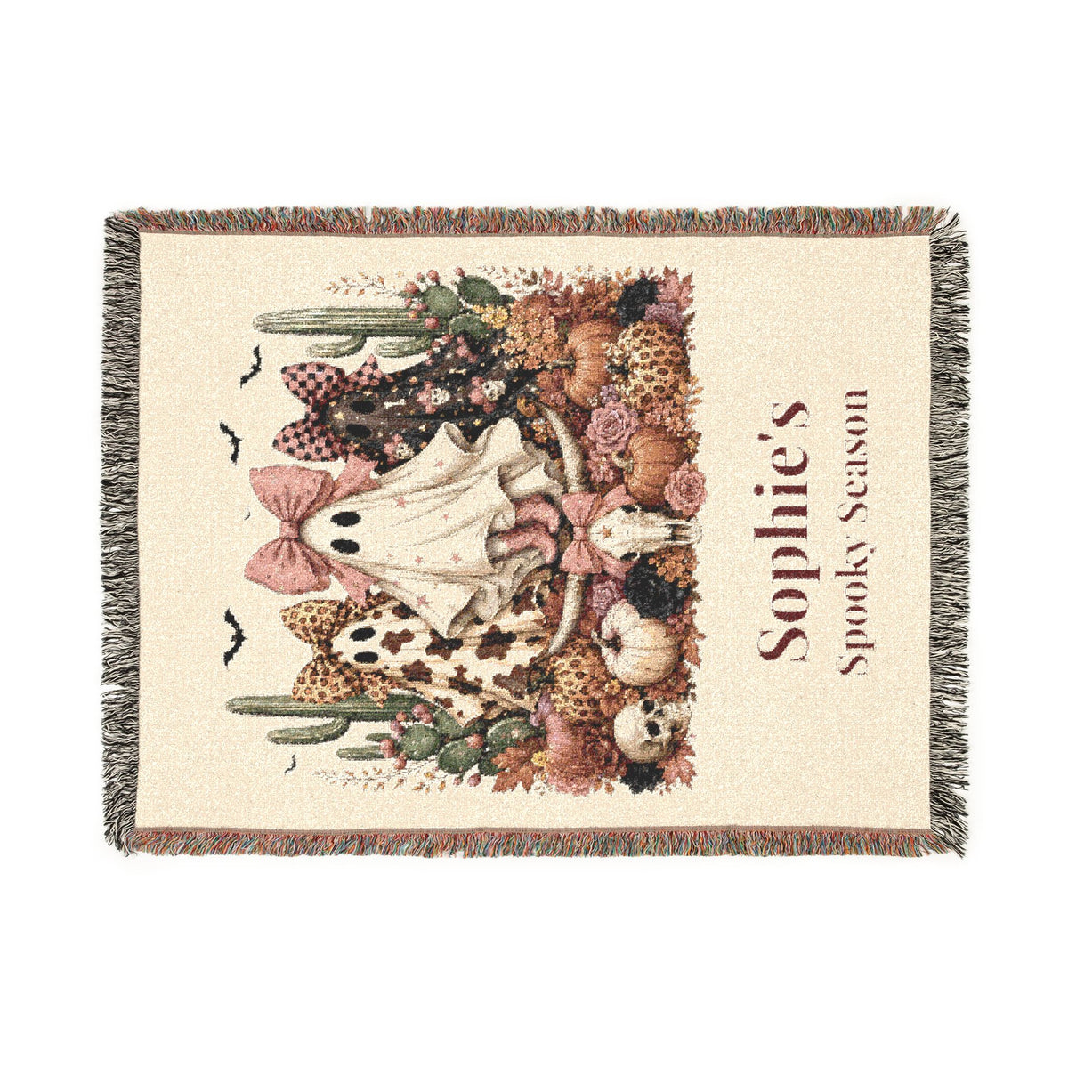 Personalized Spooky Season Vintage Ghost Blanket