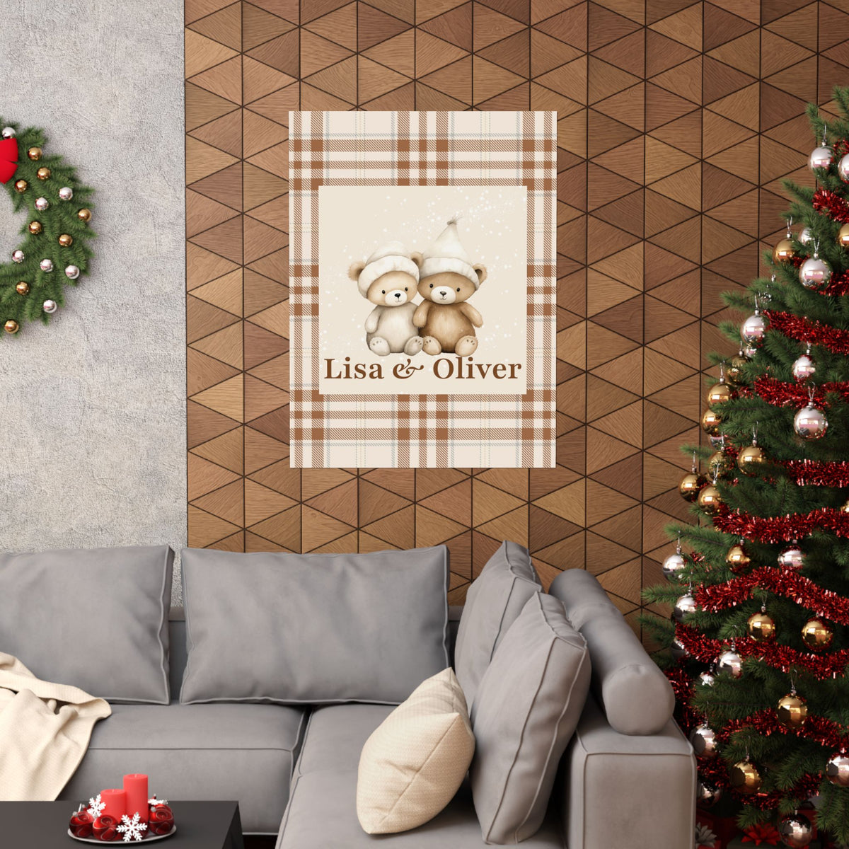 Personalized Twin Teddy Bear Nursery Poster