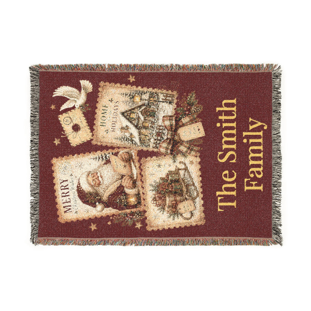 Personalized Family Christmas Stamps Blanket