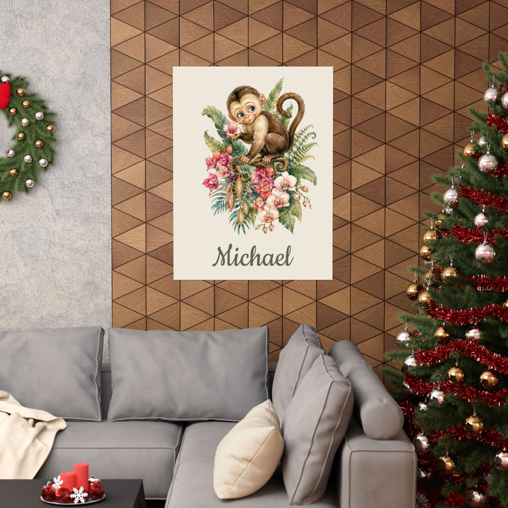 Personalized Monkey Nursery Poster