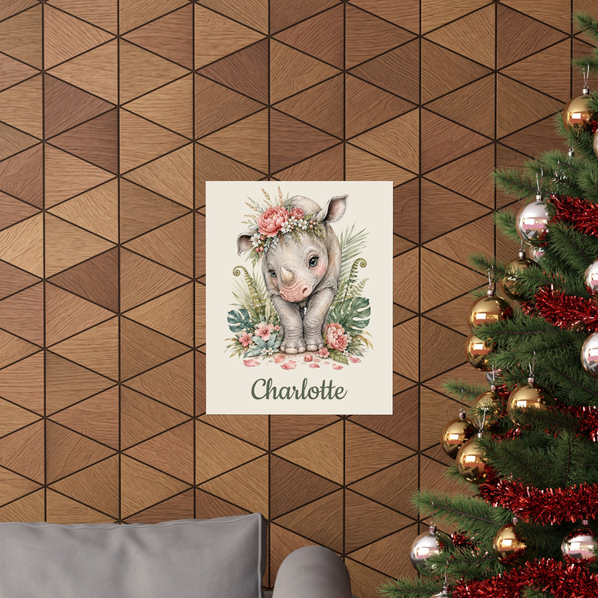 Personalized Rhino Nursery Poster