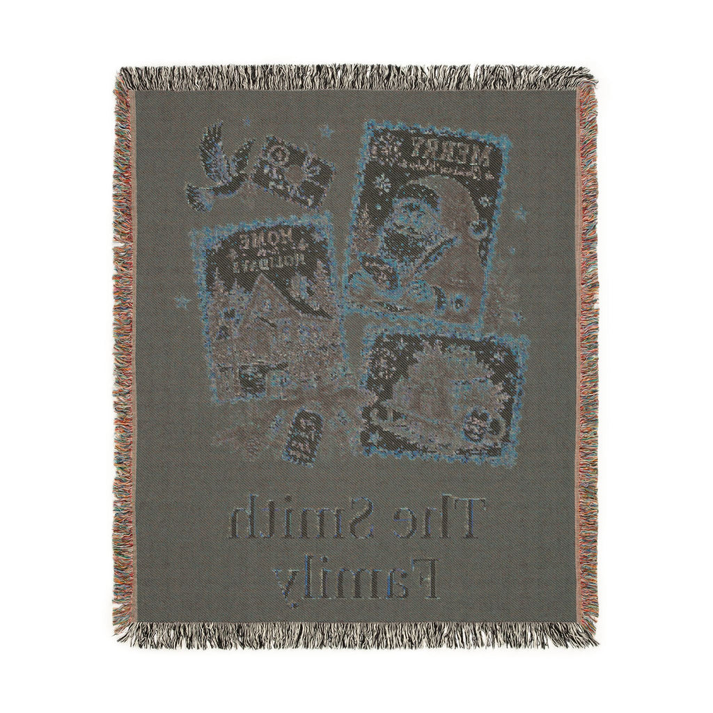 Personalized Family Christmas Stamps Blanket