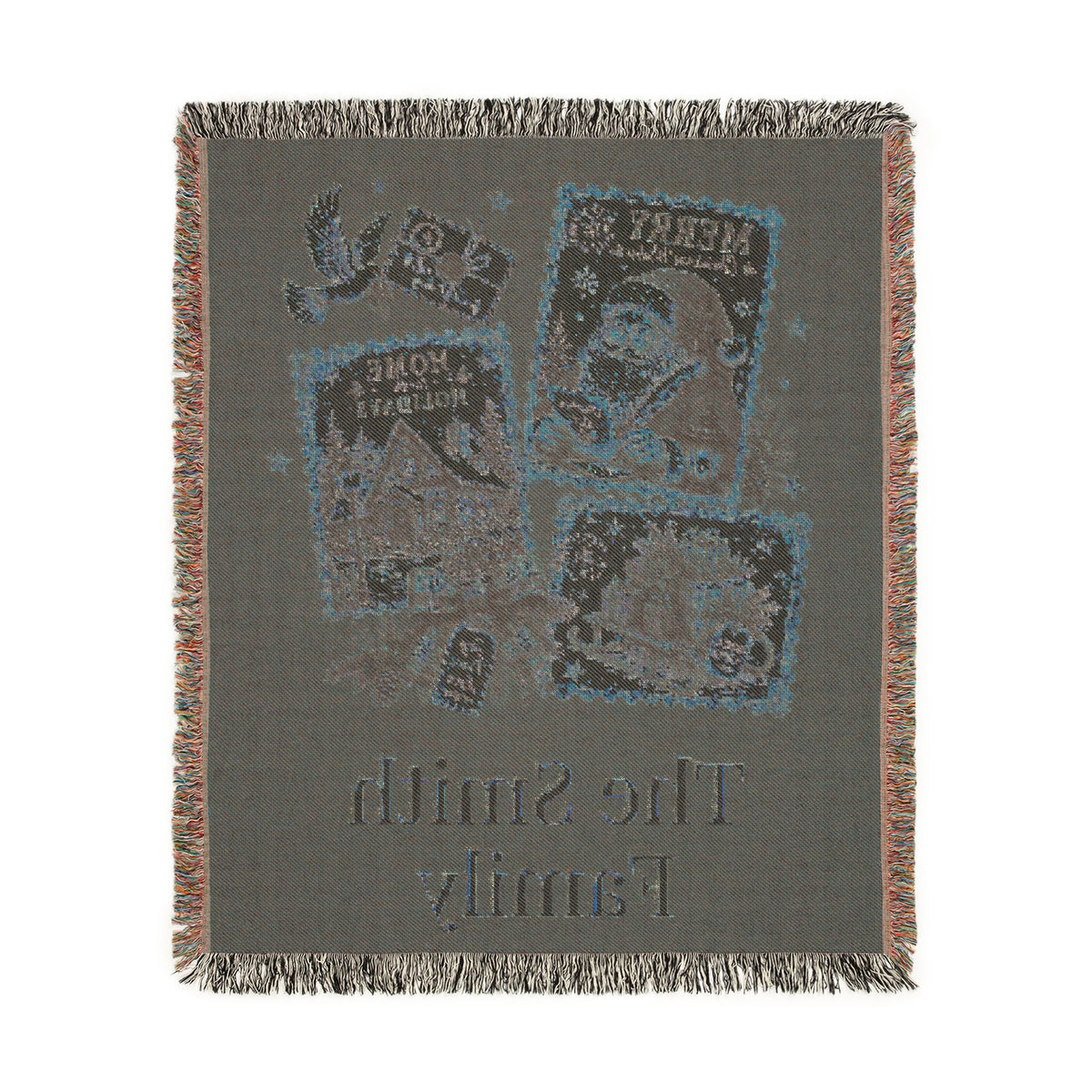 Personalized Family Christmas Stamps Blanket