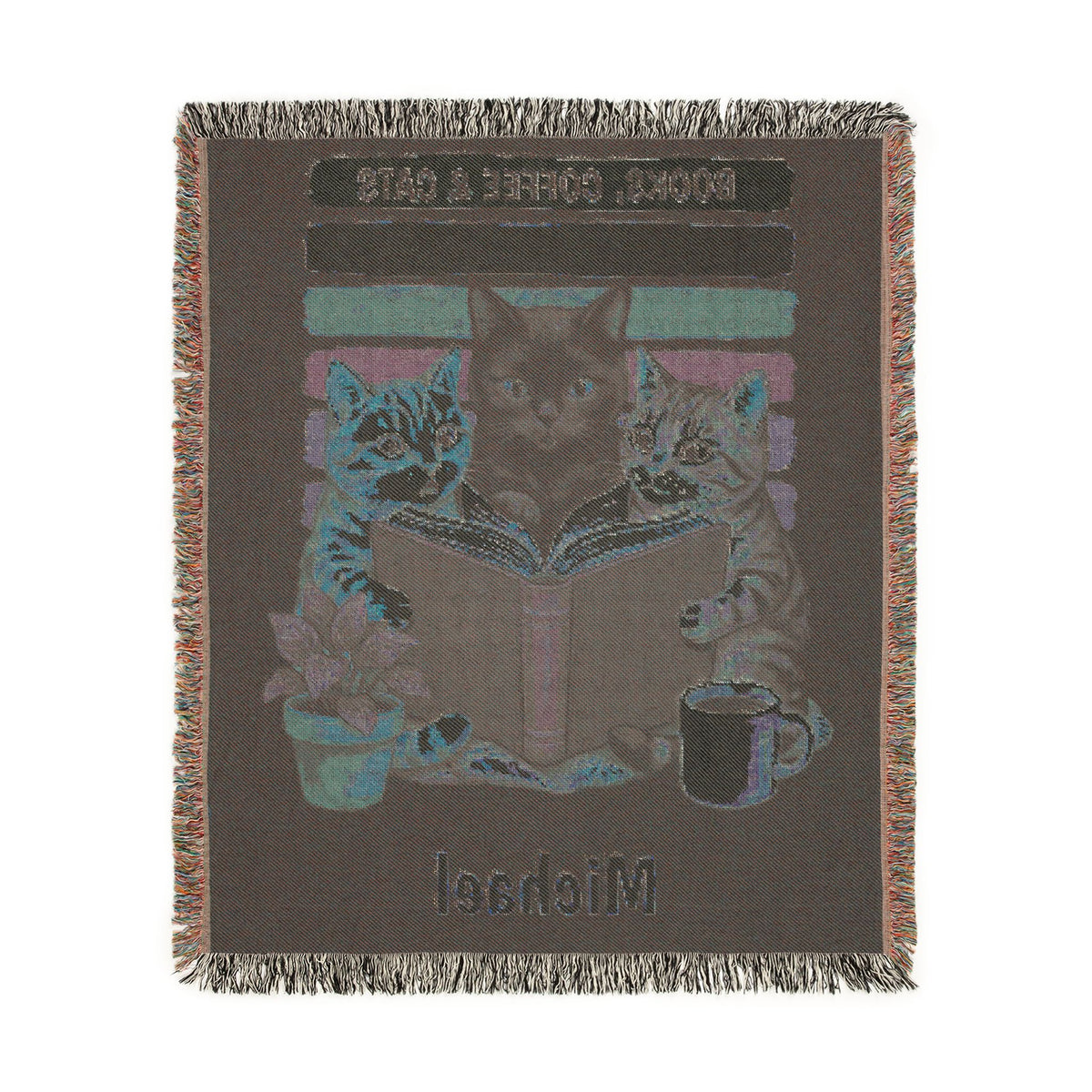 Personalized Books, Coffee & Cats Blanket
