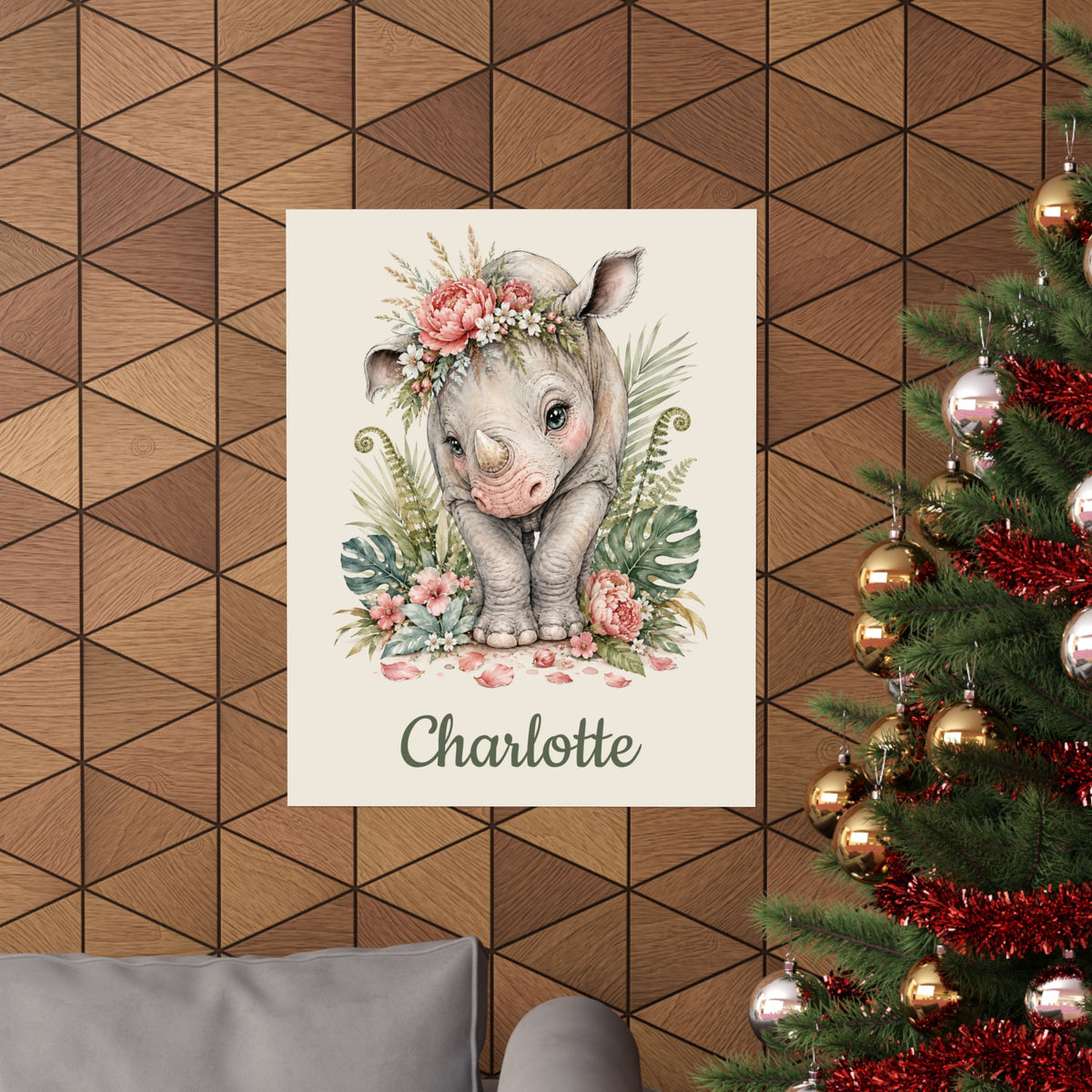 Personalized Rhino Nursery Poster