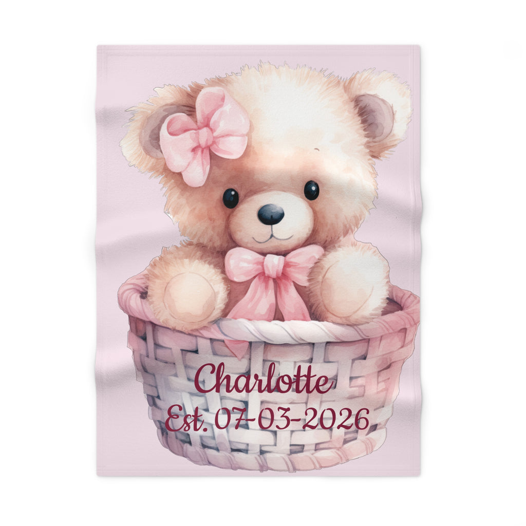 Personalized Birth Announcement Teddy Bear Baby Blanket