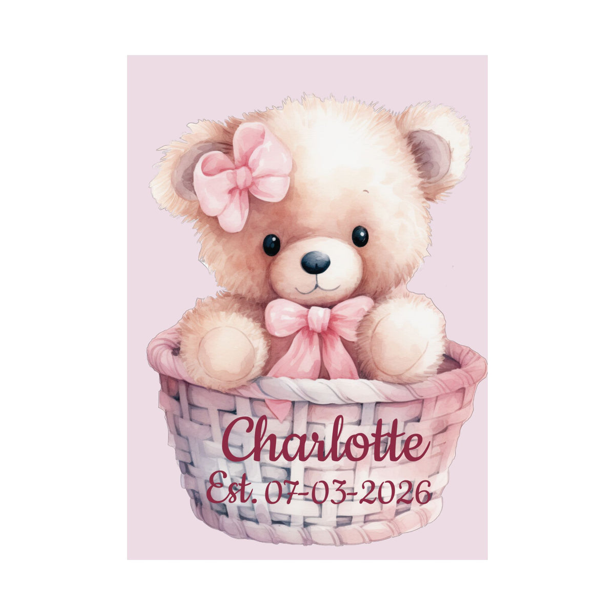 Personalized Birth Announcement Teddy Bear Poster