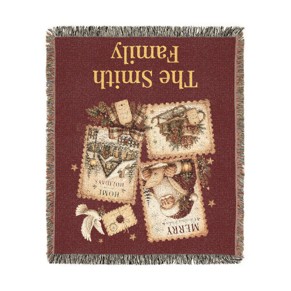 Personalized Family Christmas Stamps Blanket