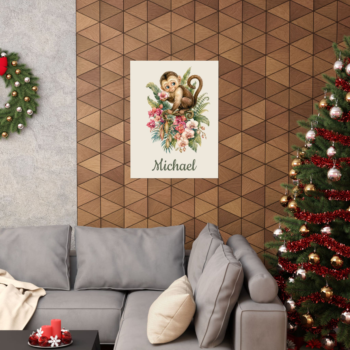 Personalized Monkey Nursery Poster