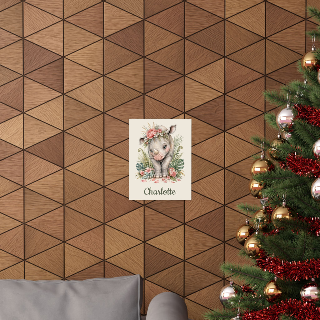 Personalized Rhino Nursery Poster