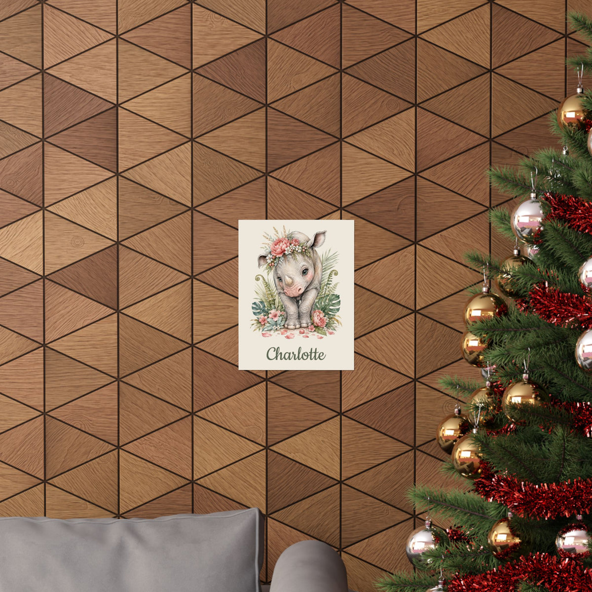 Personalized Rhino Nursery Poster