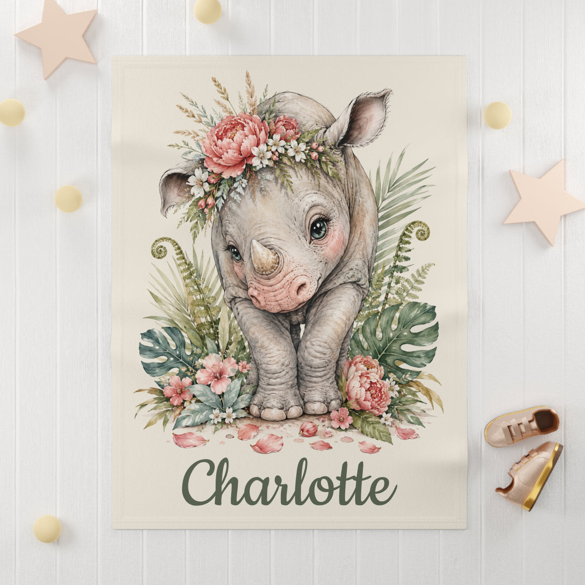 Personalized Rhino Baby Blanket