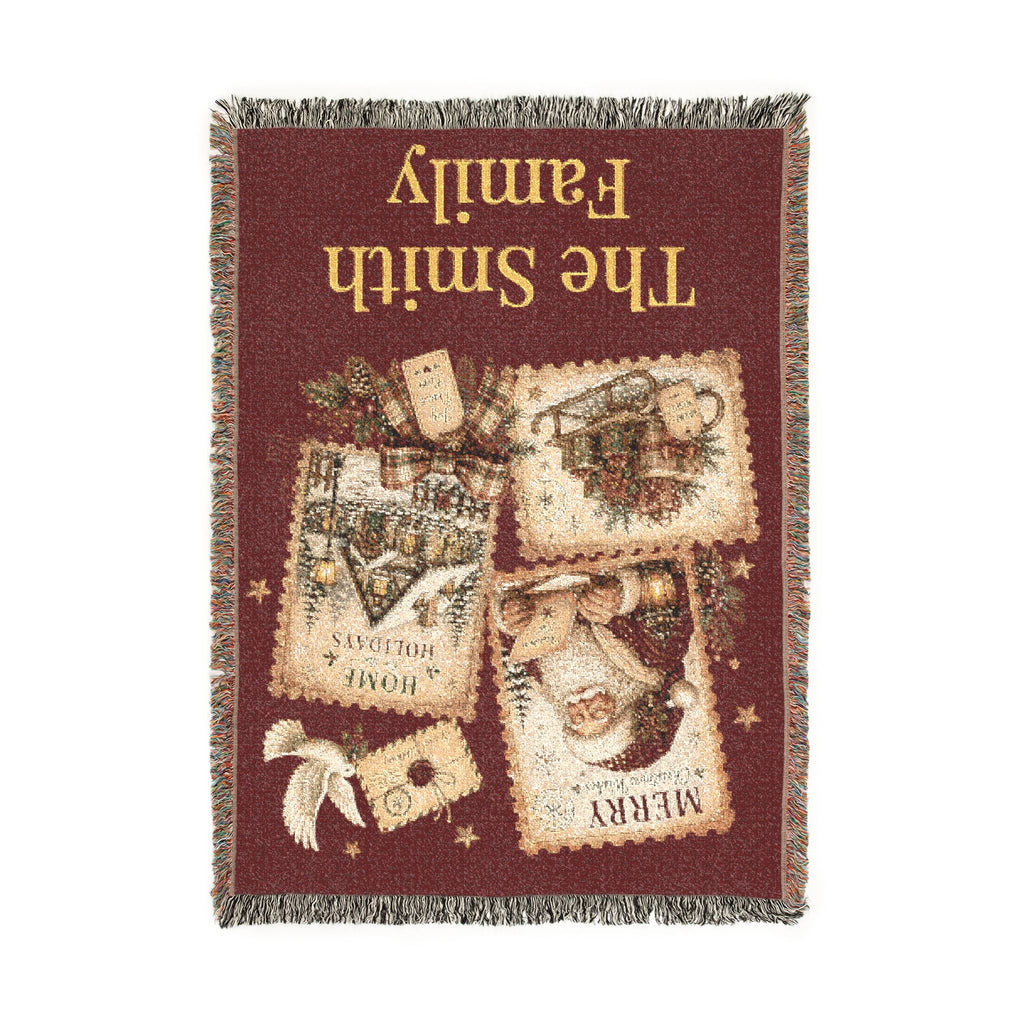 Personalized Family Christmas Stamps Blanket
