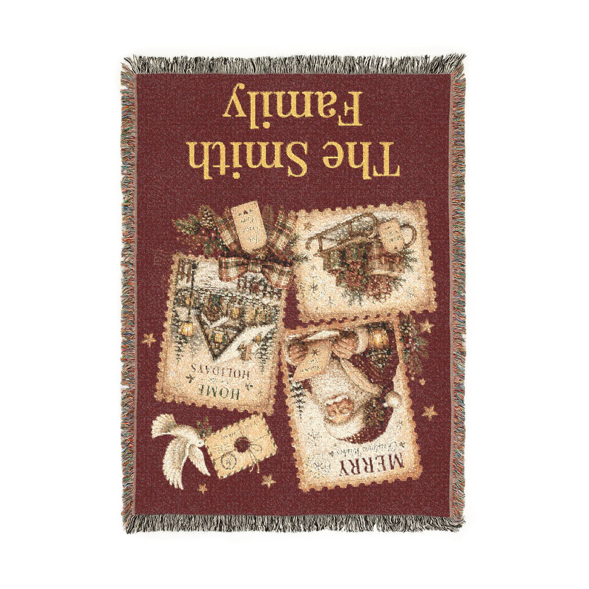 Personalized Family Christmas Stamps Blanket