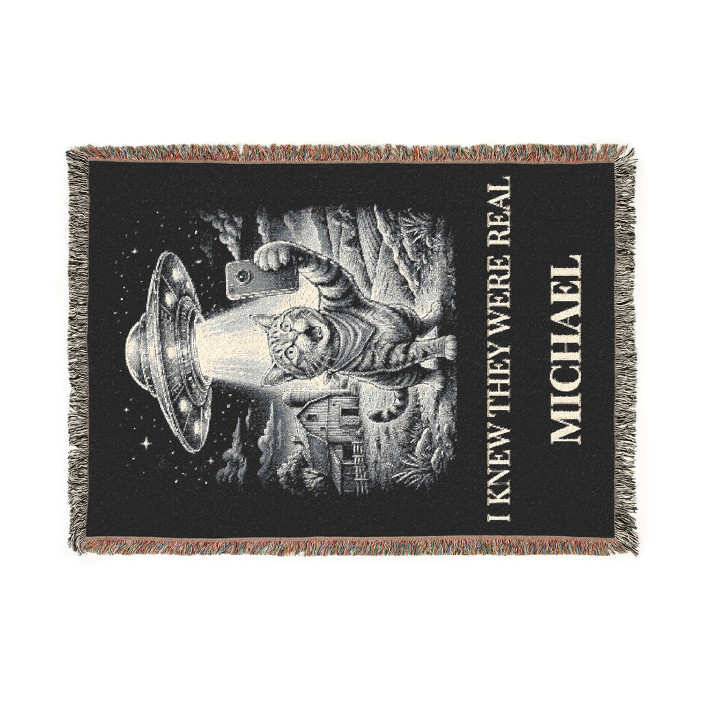 Personalized Cat UFO Selfie Blanket