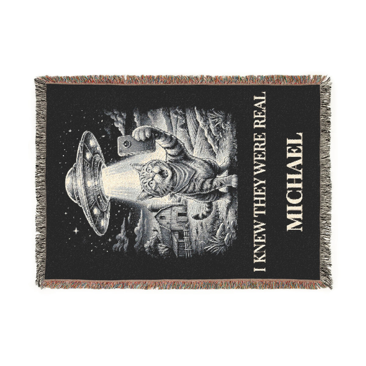 Personalized Cat UFO Selfie Blanket