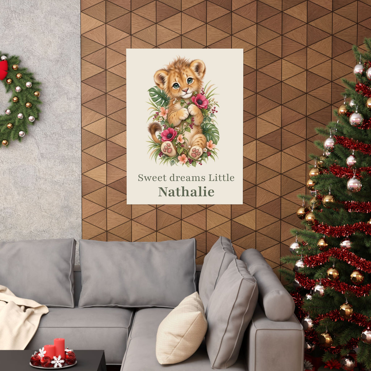Personalized Sweet Dreams Lion Nursery Poster