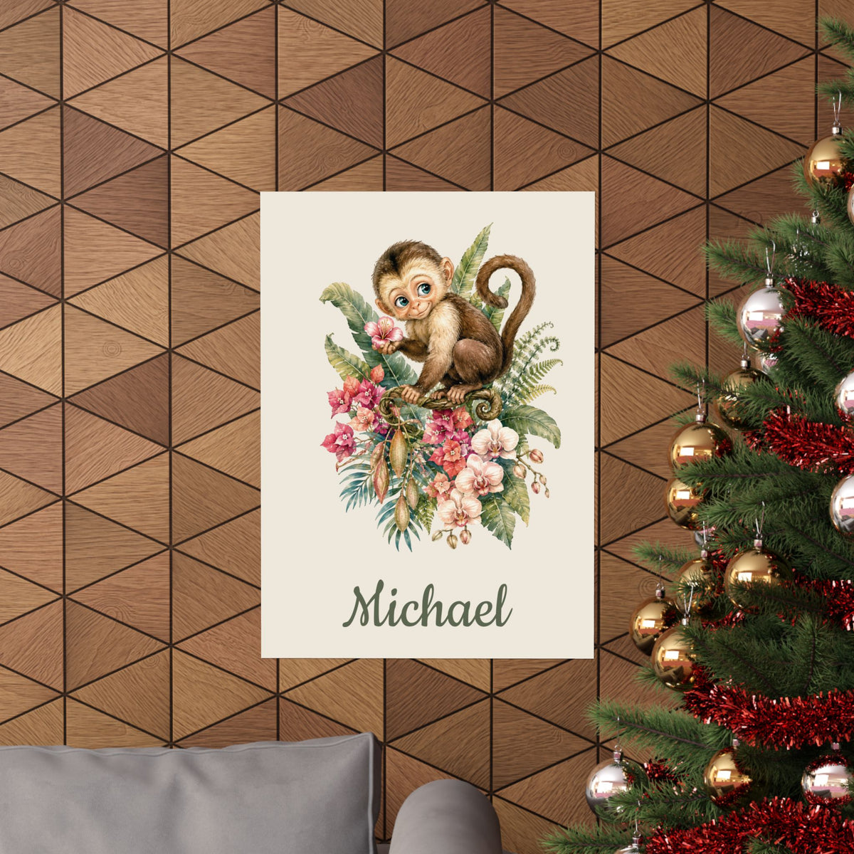 Personalized Monkey Nursery Poster