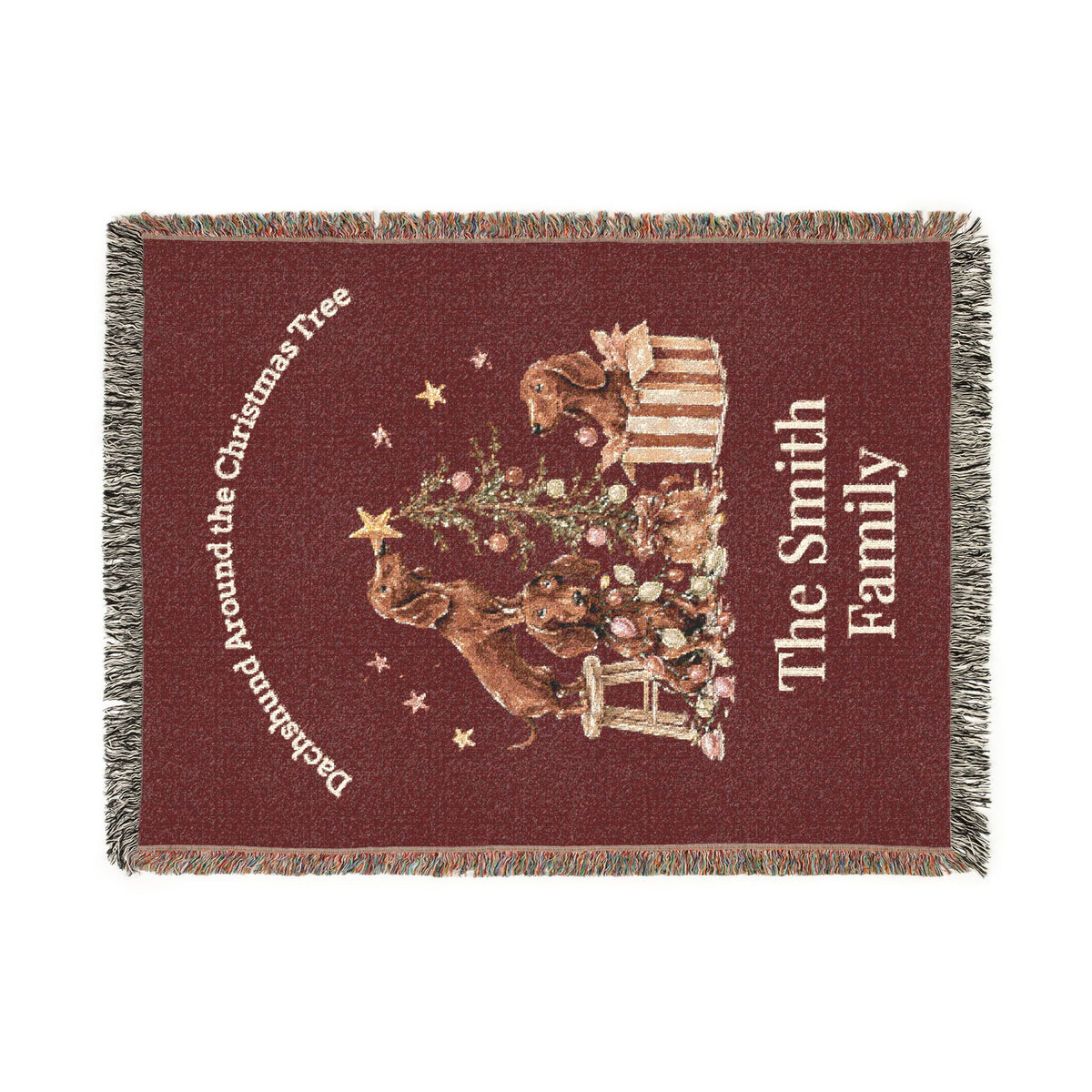 Personalized Dachshund Christmas Family Blanket