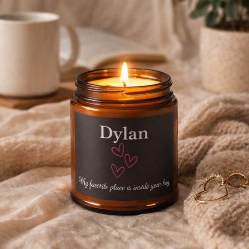 Personalised Candle – My Favorite Place Is Inside Your Hug