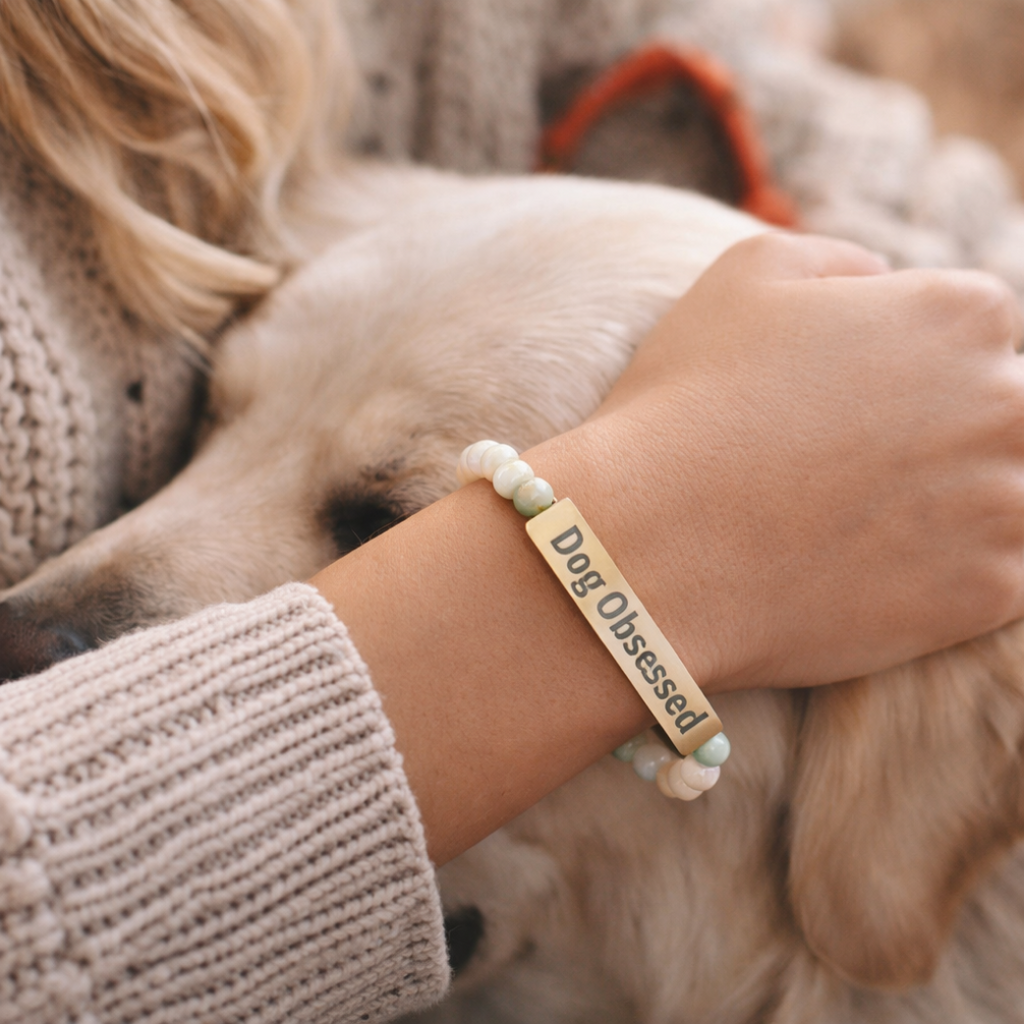 Dog Obsessed Engraved Bar Bracelet