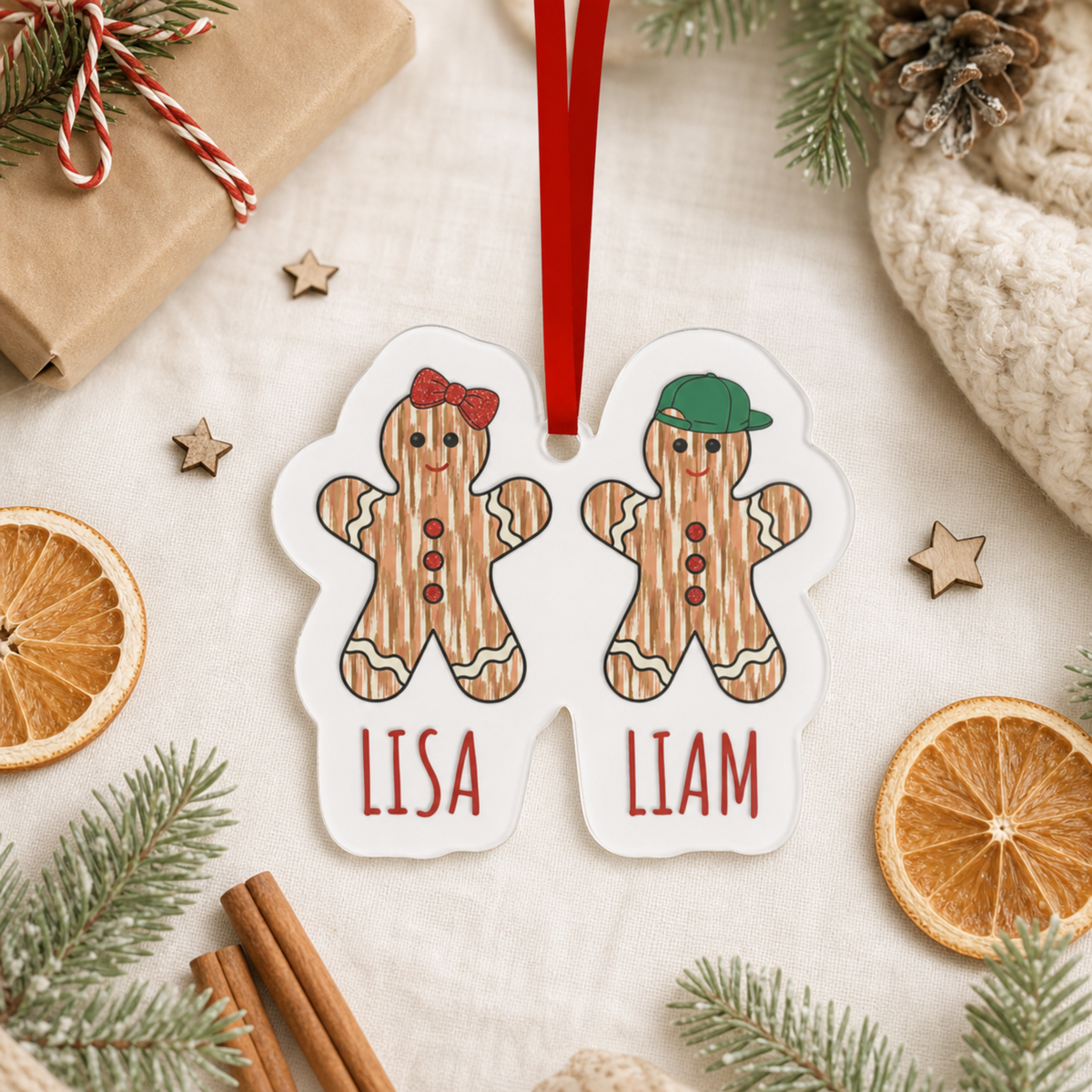 Personalized Gingerbread Siblings Ornament