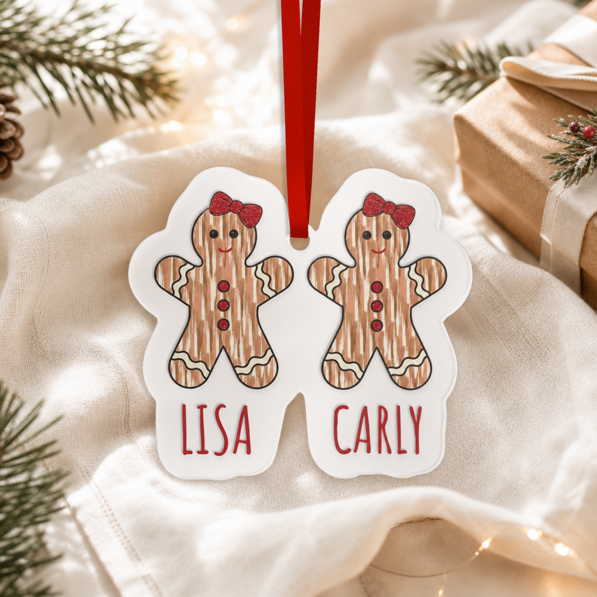 Personalized Gingerbread Sisters Ornament