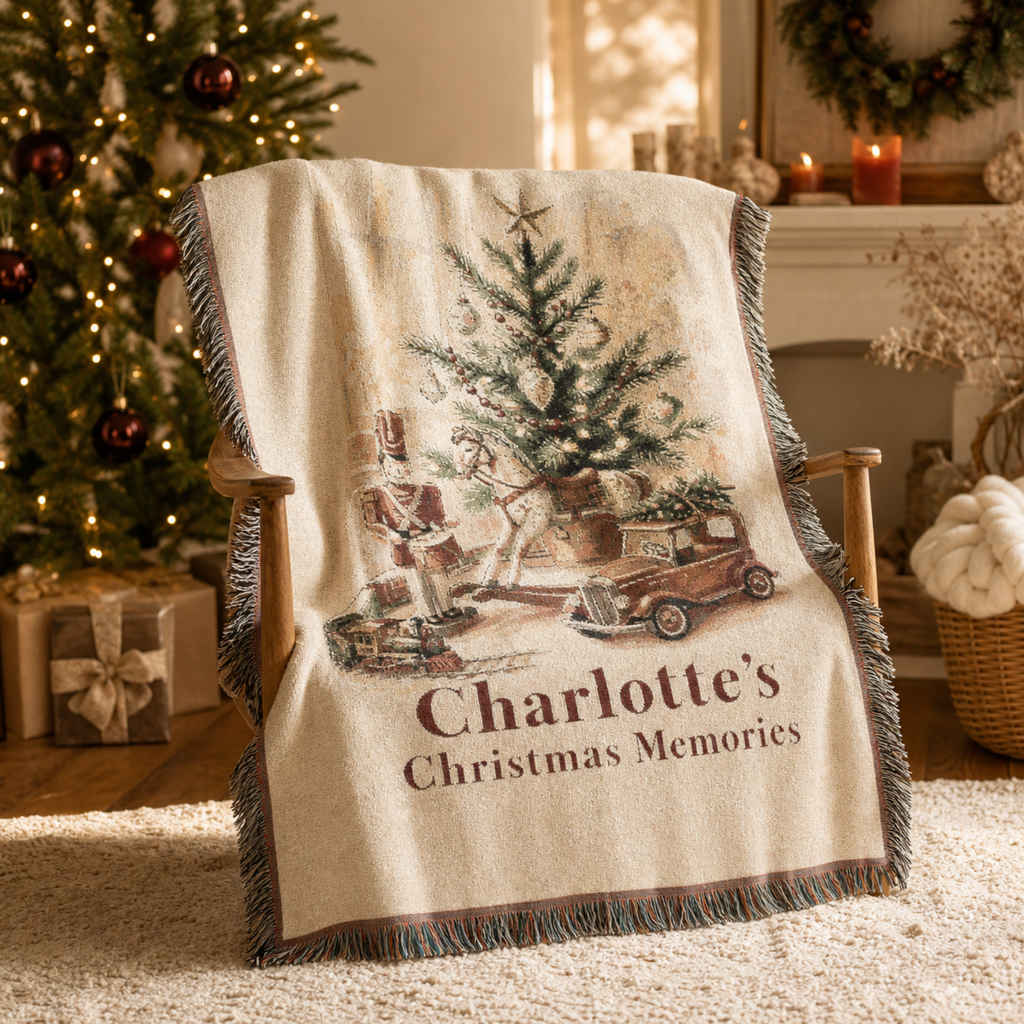Personalized Christmas Memories Woven Throw Blanket