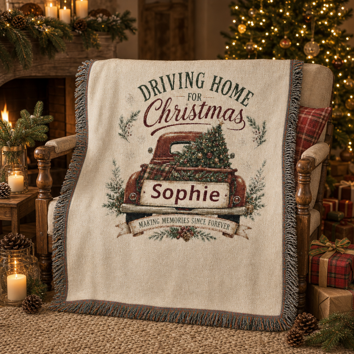Personalized Driving Home for Christmas Blanket