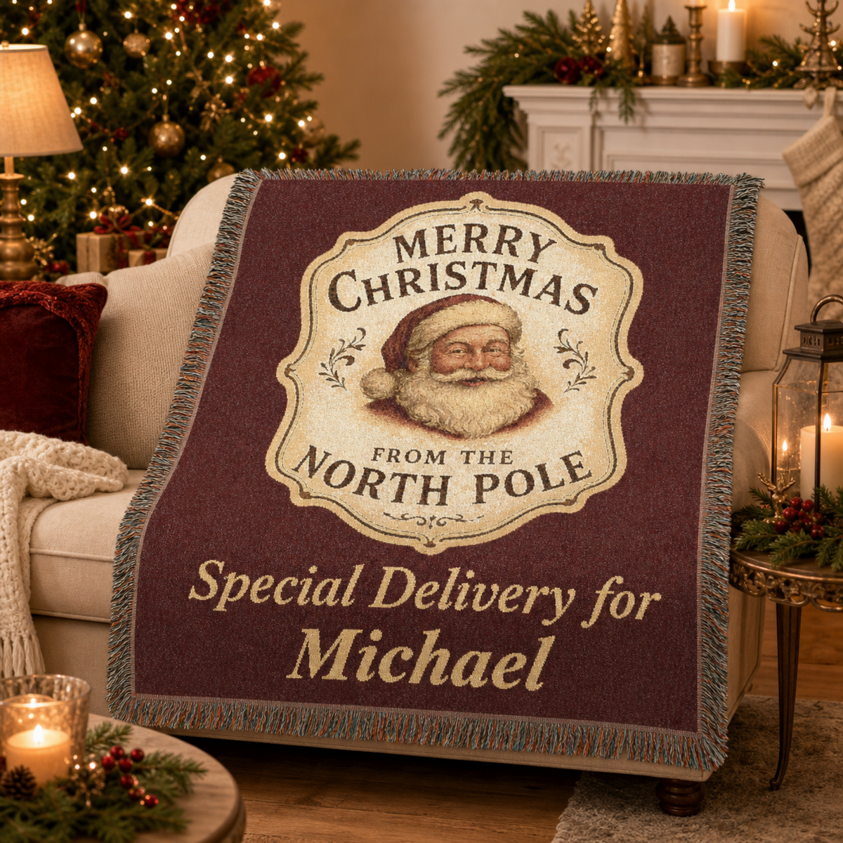 Personalized Special Delivery Santa Blanket