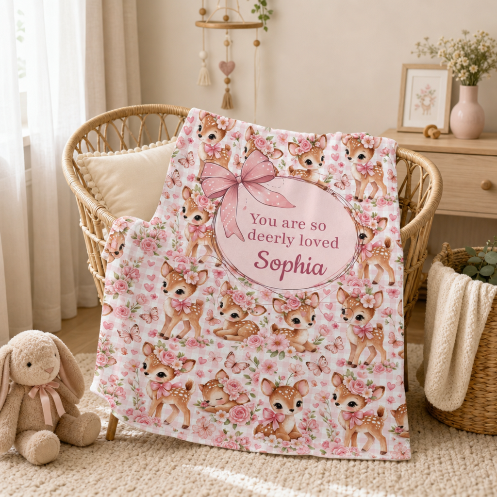 Personalized You Are So Deerly Loved Baby Blanket
