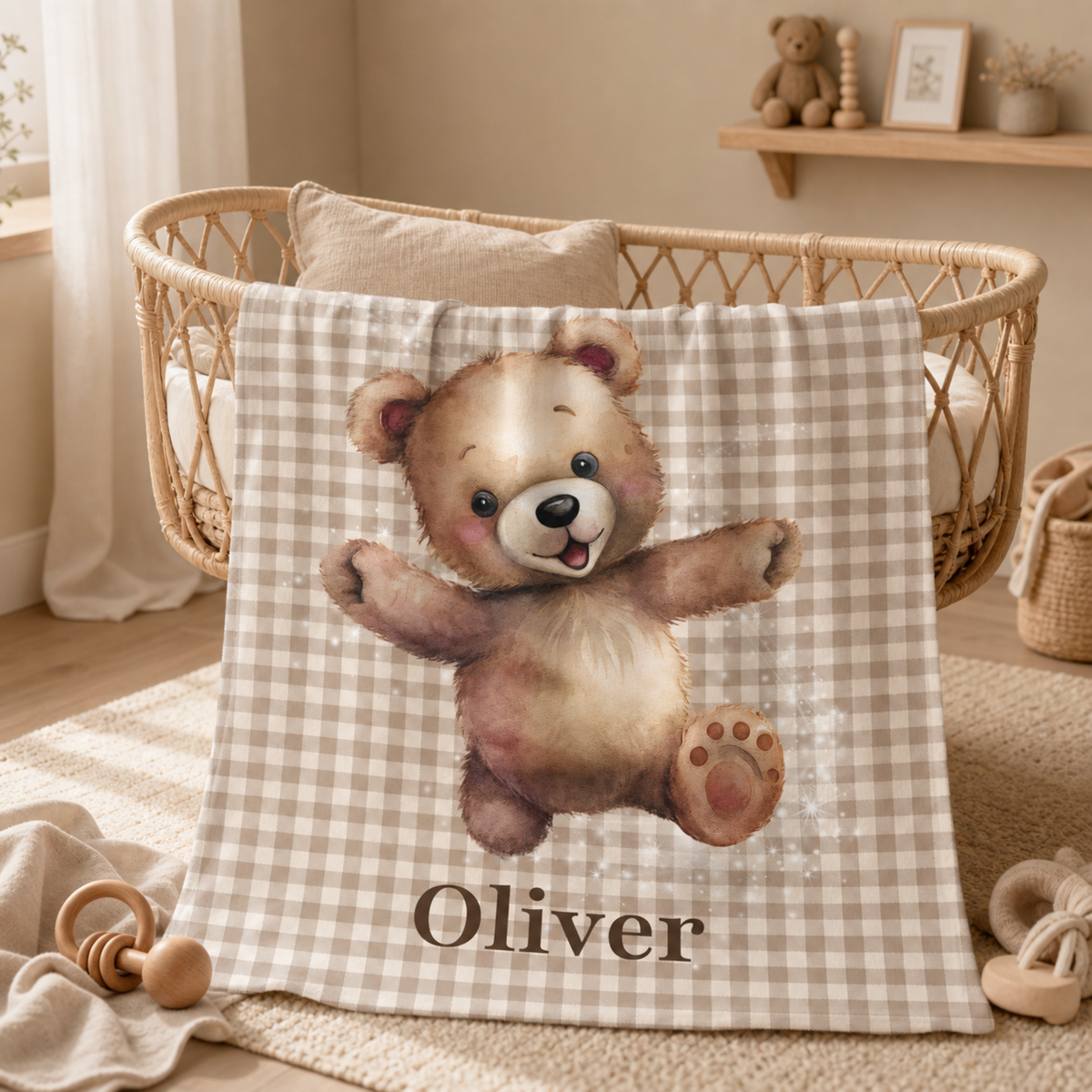 Personalized Teddy Bear Baby Blanket