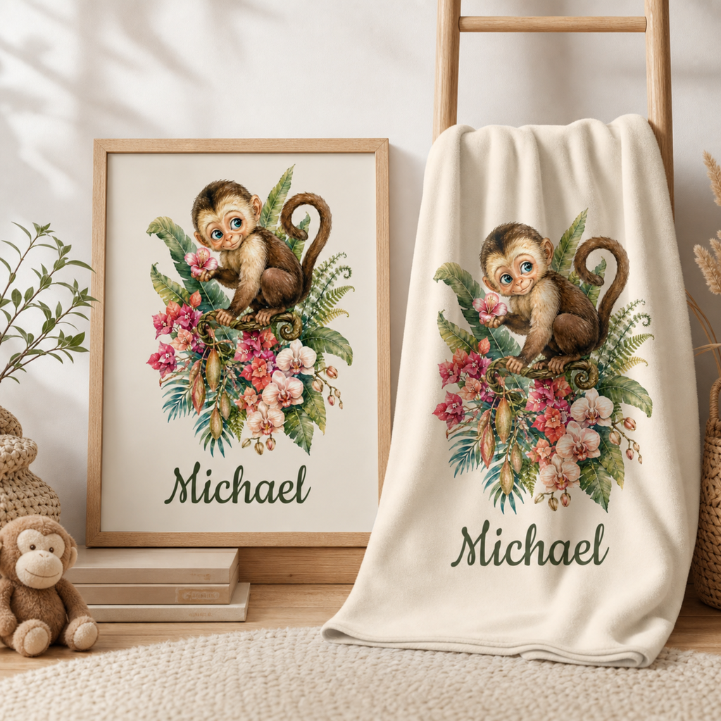Personalized Monkey Nursery Poster