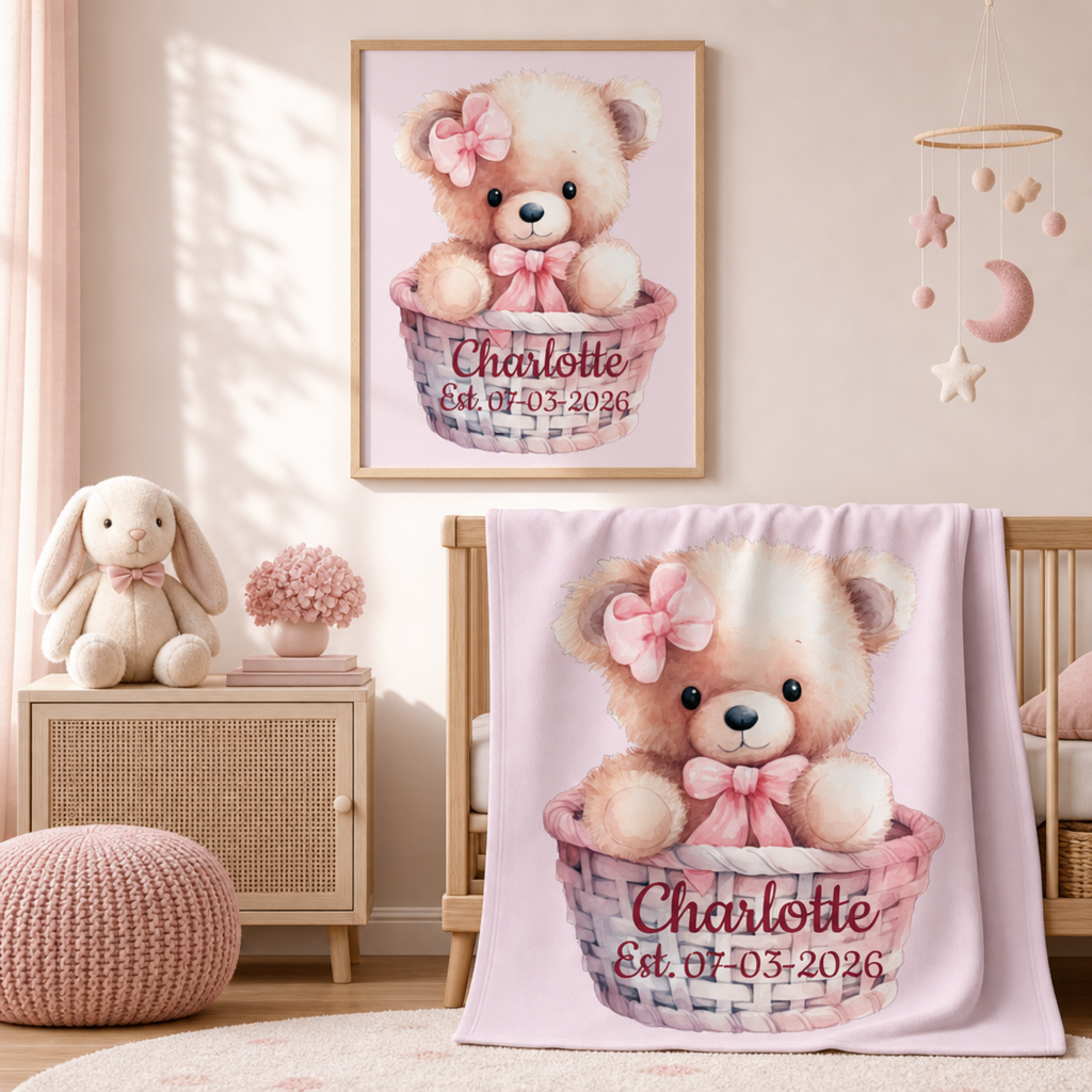 Personalized Birth Announcement Teddy Bear Poster
