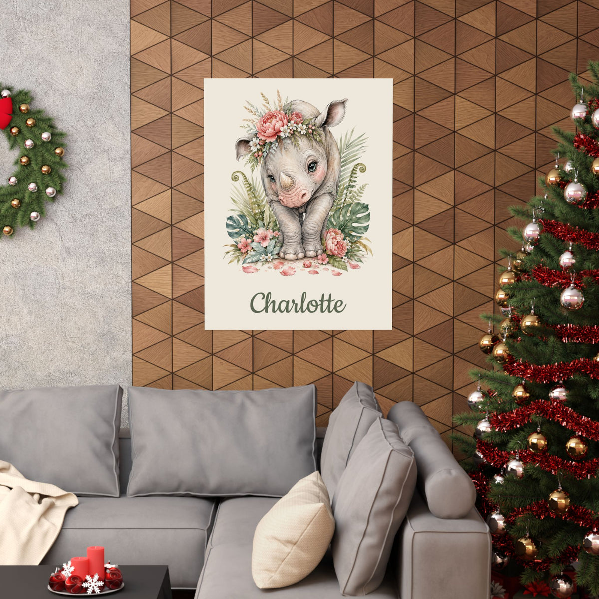 Personalized Rhino Nursery Poster