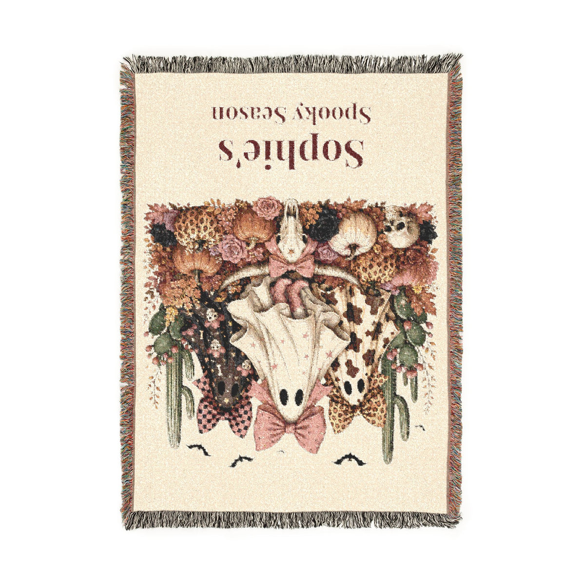 Personalized Spooky Season Vintage Ghost Blanket